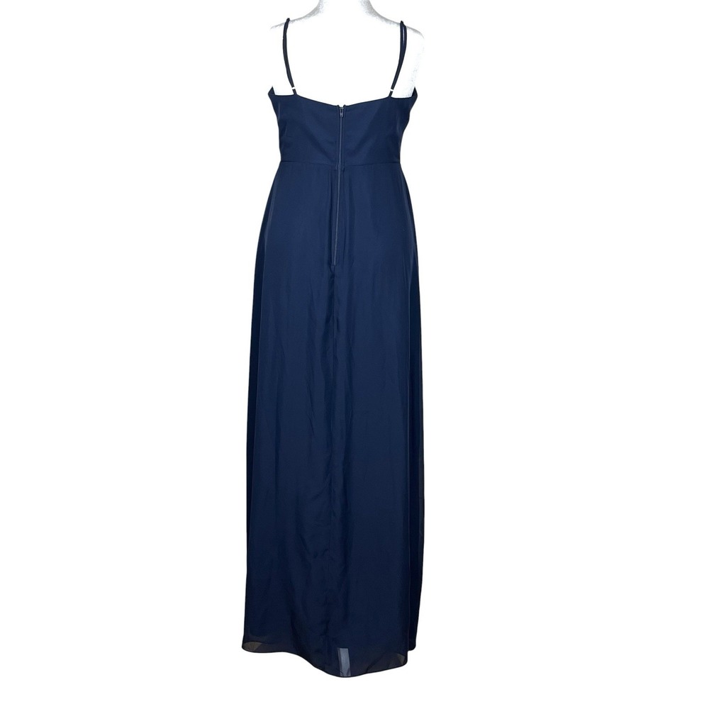 NWT Birdy Gray Amy Bridesmaid Dress Size L Navy Chiffon Maxi Slit Gala Hoco - Picture 2 of 8